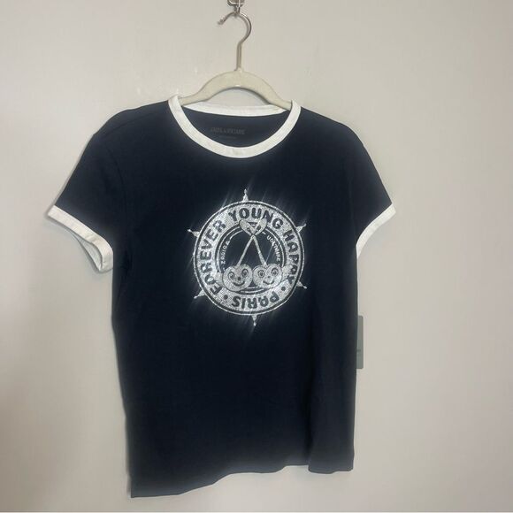 Zadig & Voltaire Walk Diamante Insignia Tee NWT - Picture 11 of 14